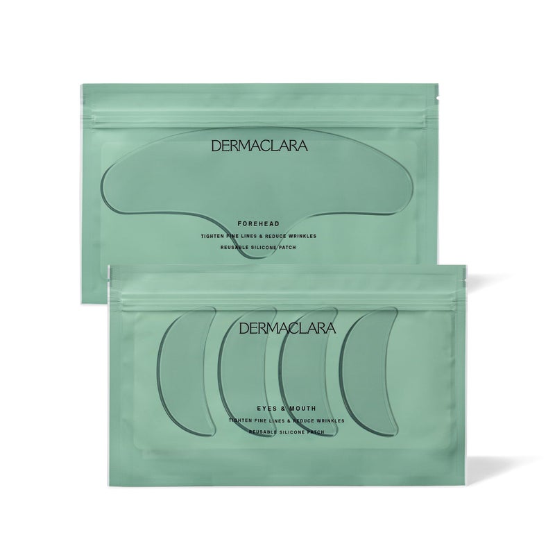 Dermaclara Silicone Patch Eyes & Forehead Kit - Anti-Wrinkle Face Patches for Frown & Smile Lines, Reusable Overnight Silicone Wrinkle Pads, Up to 30 Uses - 4 Eye & Mouth, 1 Forehead - Image 1